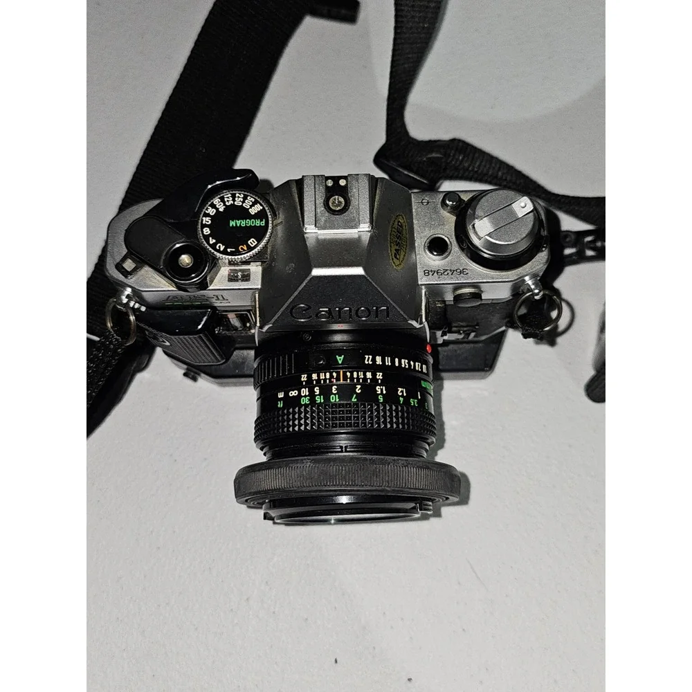 Canon AE-1 Program 35mm SLR Film Camera w/ FD 50mm 1:1.8 Lens Untested